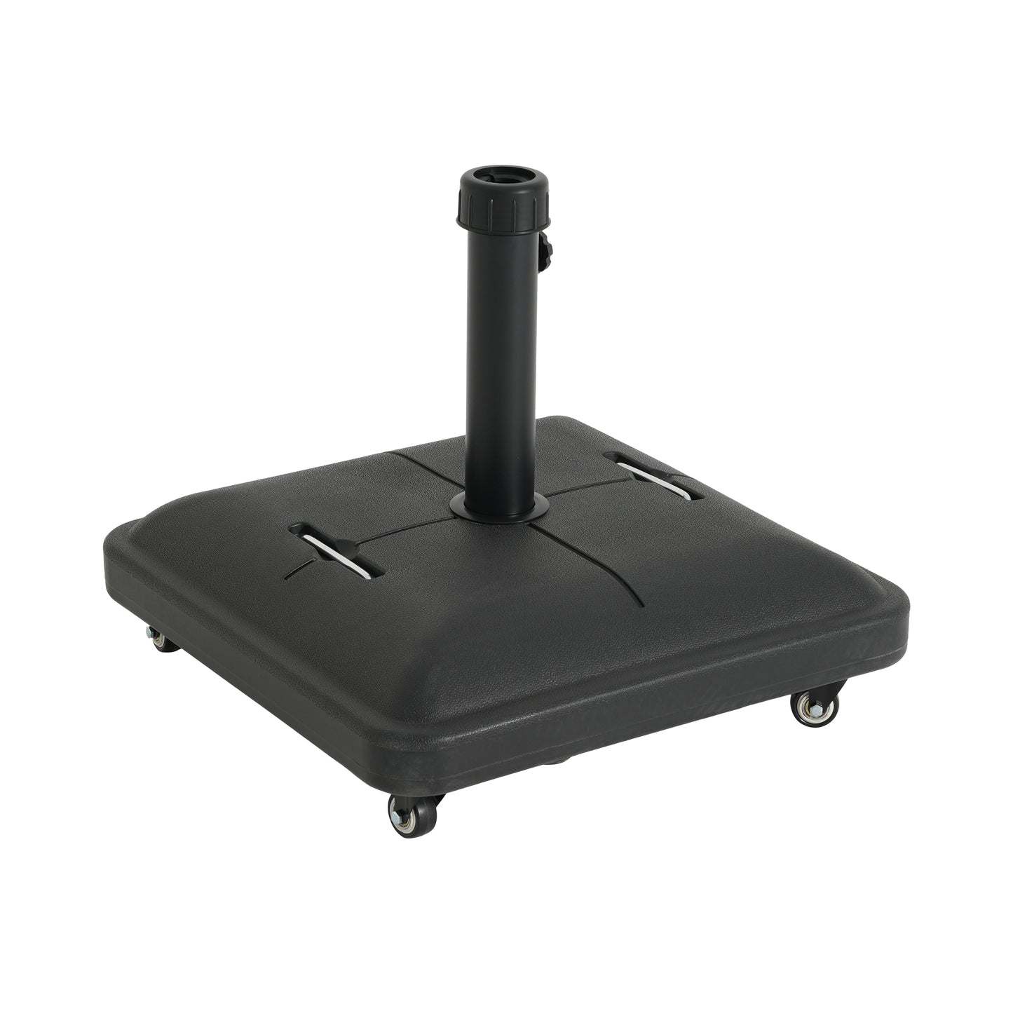 Black Concrete Resin Umbrella Base with Wheels - 19.88"