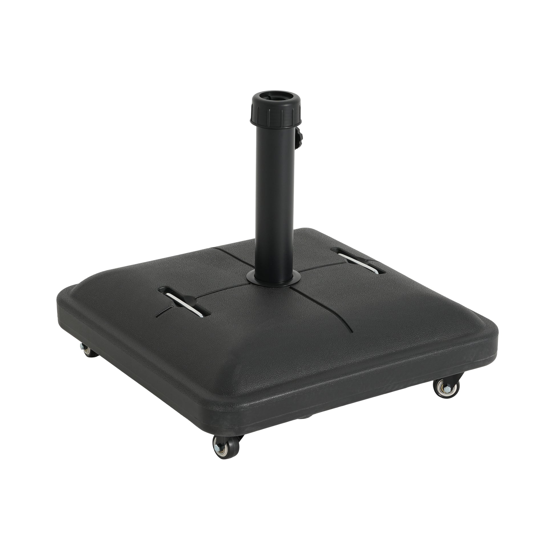 Black Concrete Resin Umbrella Base with Wheels - 19.88"