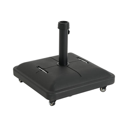 Black Concrete Resin Umbrella Base with Wheels - 19.88"