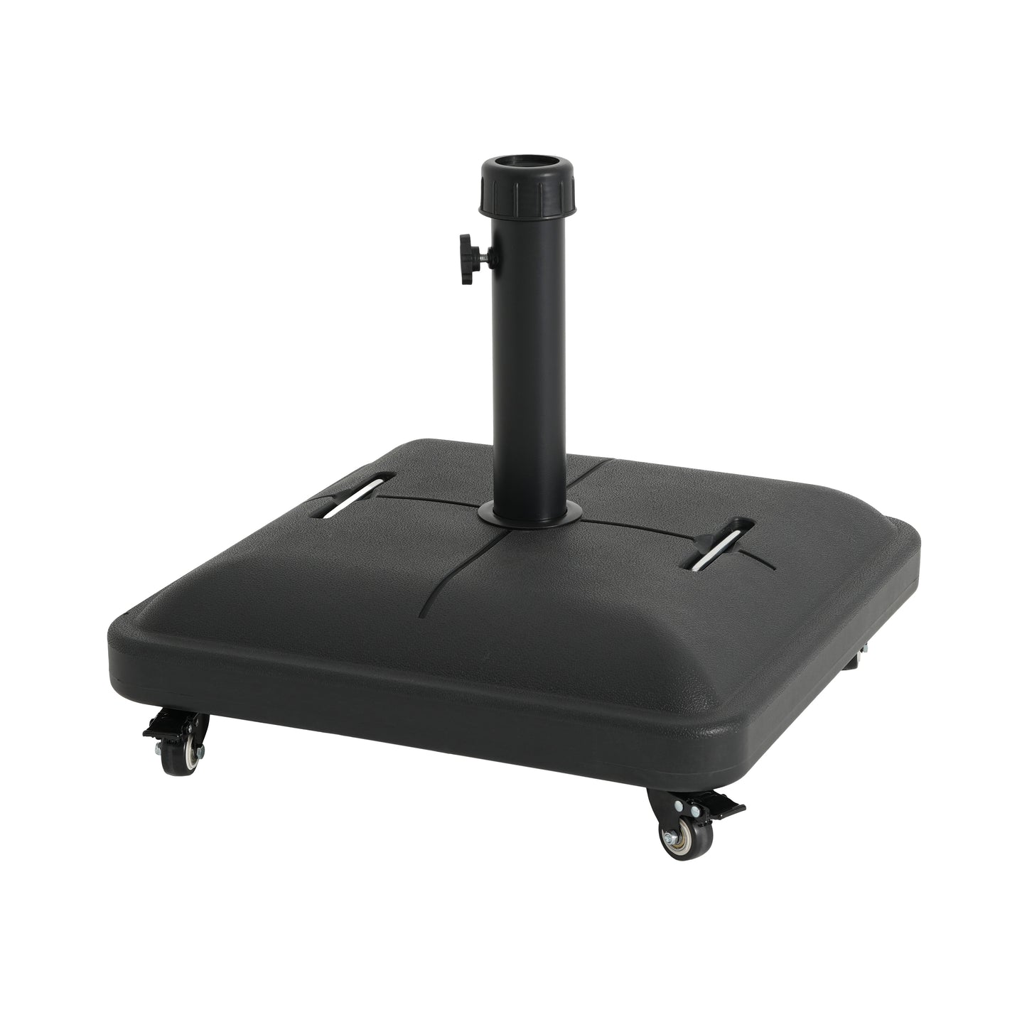 Black Concrete Resin Umbrella Base with Wheels - 19.88"