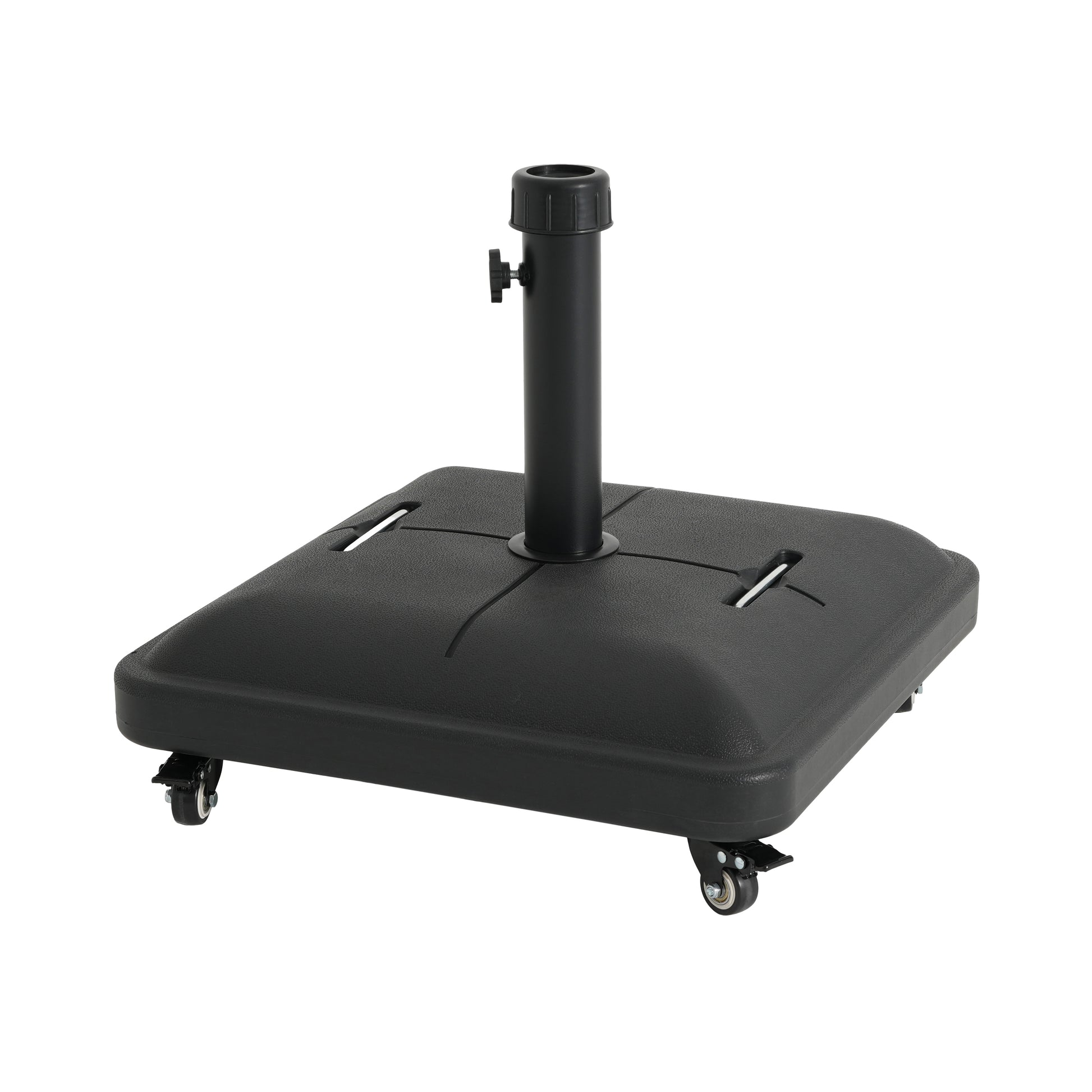 Black Concrete Resin Umbrella Base with Wheels - 19.88"