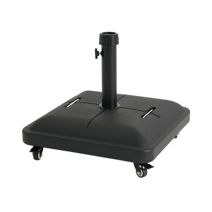 Black Concrete Resin Umbrella Base with Wheels - 19.88"