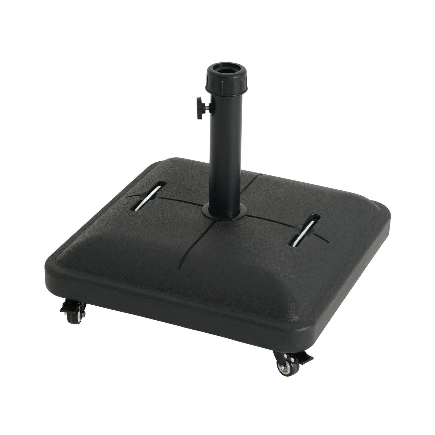 Black Concrete Resin Umbrella Base with Wheels - 19.88"