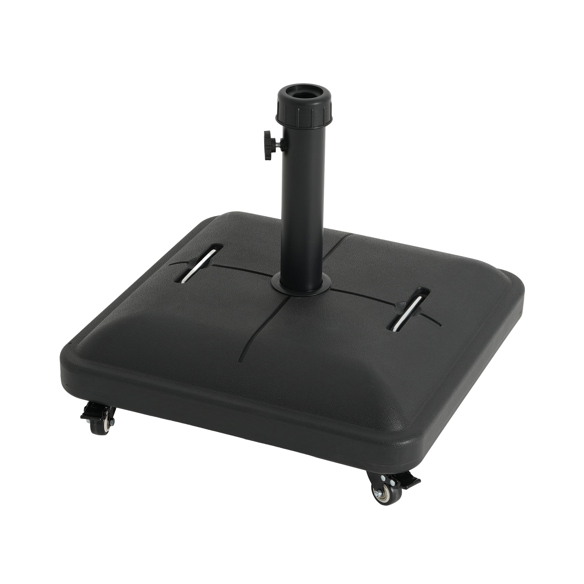 Black Concrete Resin Umbrella Base with Wheels - 19.88"