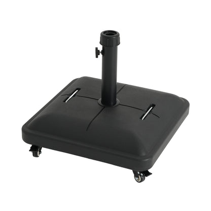 Black Concrete Resin Umbrella Base with Wheels - 19.88"