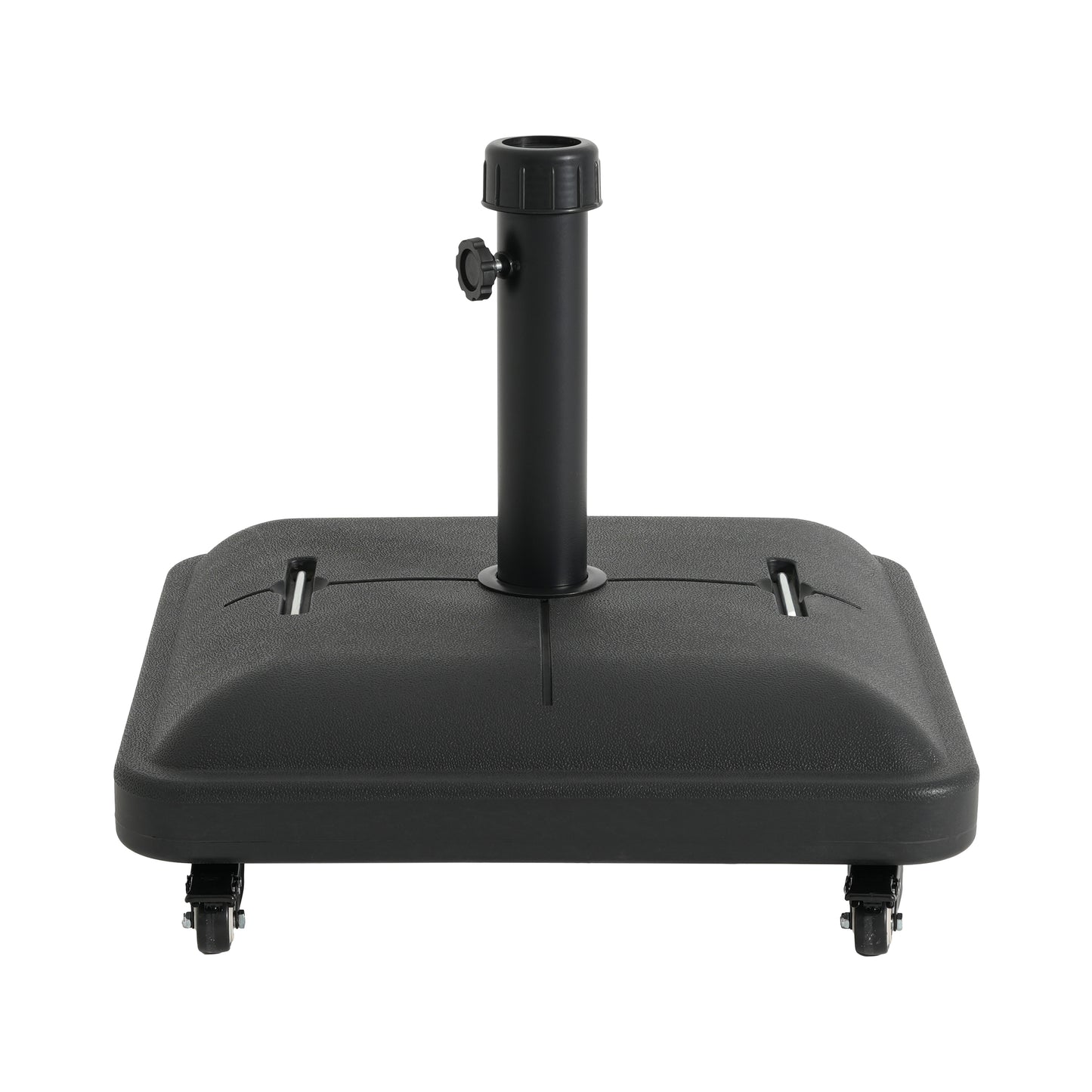 Black Concrete Resin Umbrella Base with Wheels - 19.88"