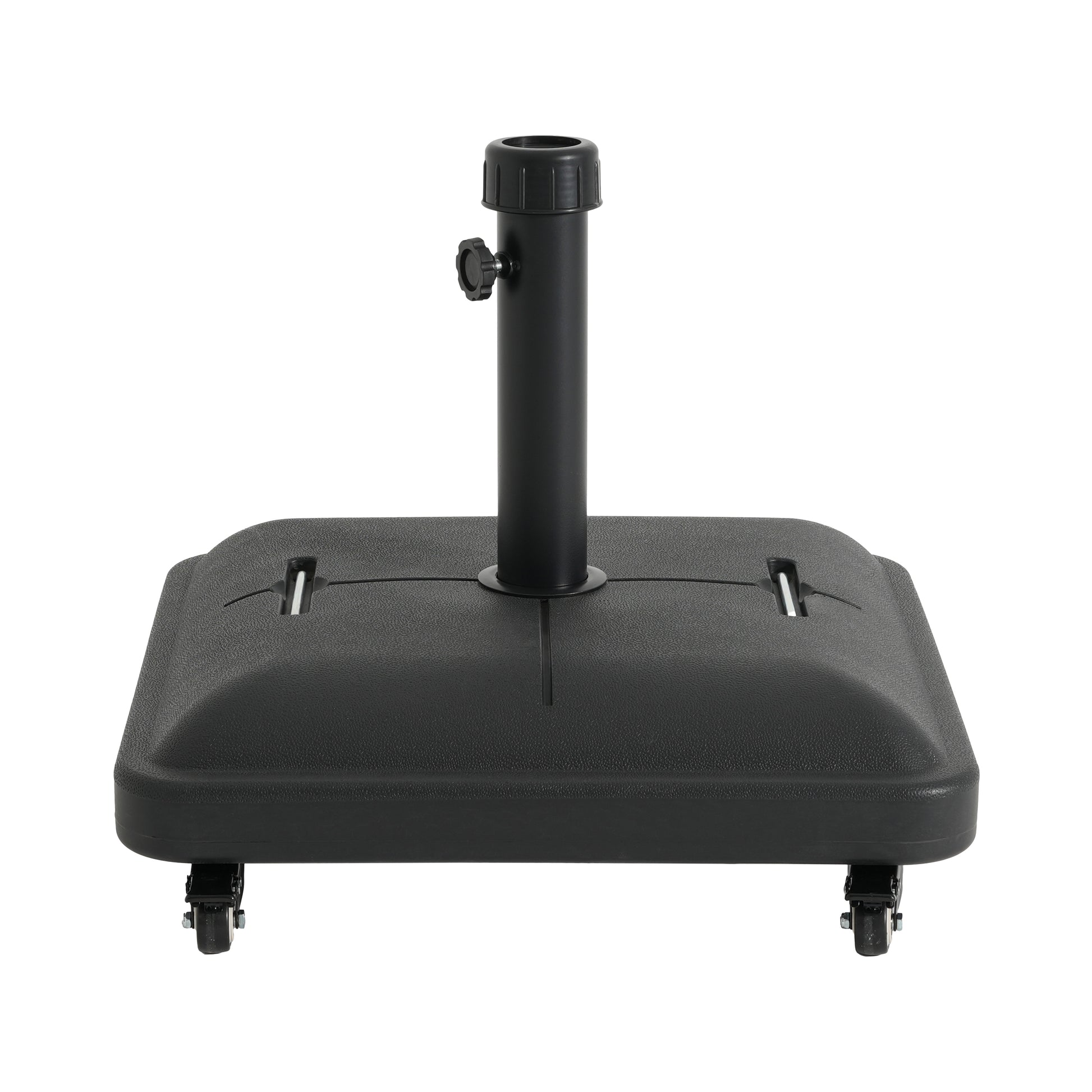 Black Concrete Resin Umbrella Base with Wheels - 19.88"
