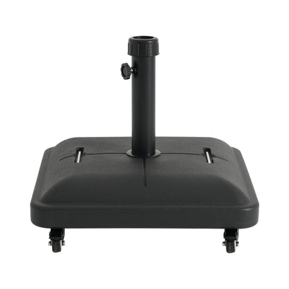 Black Concrete Resin Umbrella Base with Wheels - 19.88"