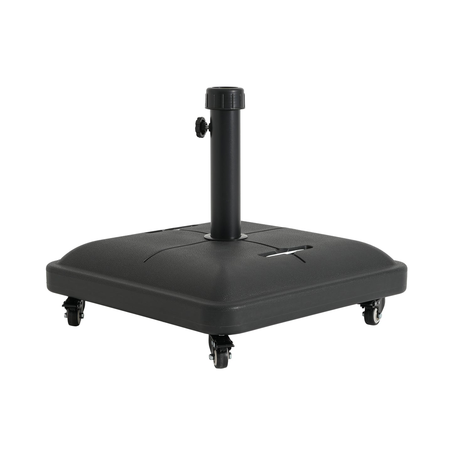 Black Concrete Resin Umbrella Base with Wheels - 19.88"