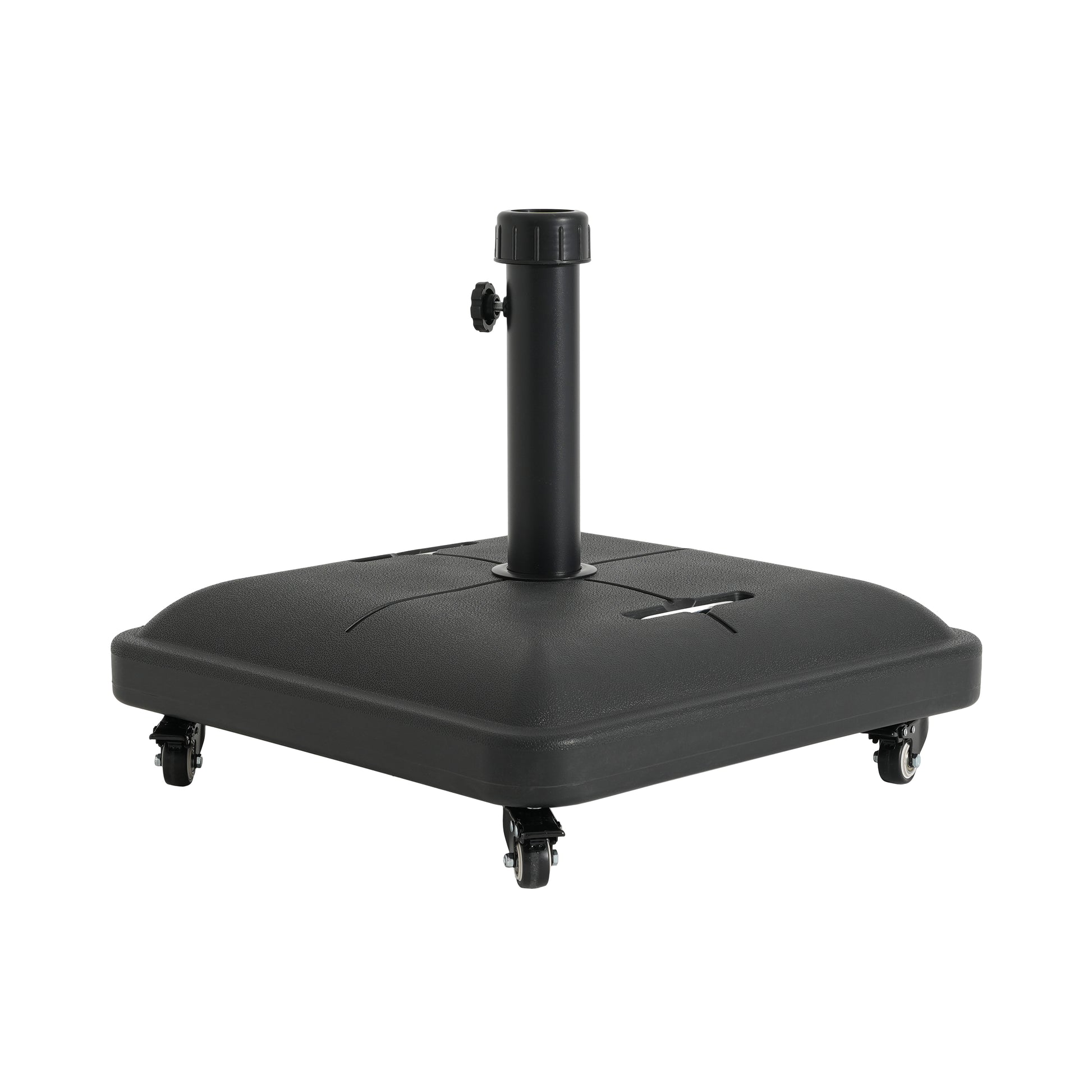 Black Concrete Resin Umbrella Base with Wheels - 19.88"