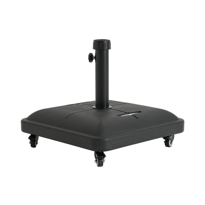 Black Concrete Resin Umbrella Base with Wheels - 19.88"
