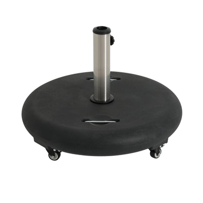 Black Concrete Resin Umbrella Base - 90lb Wheels