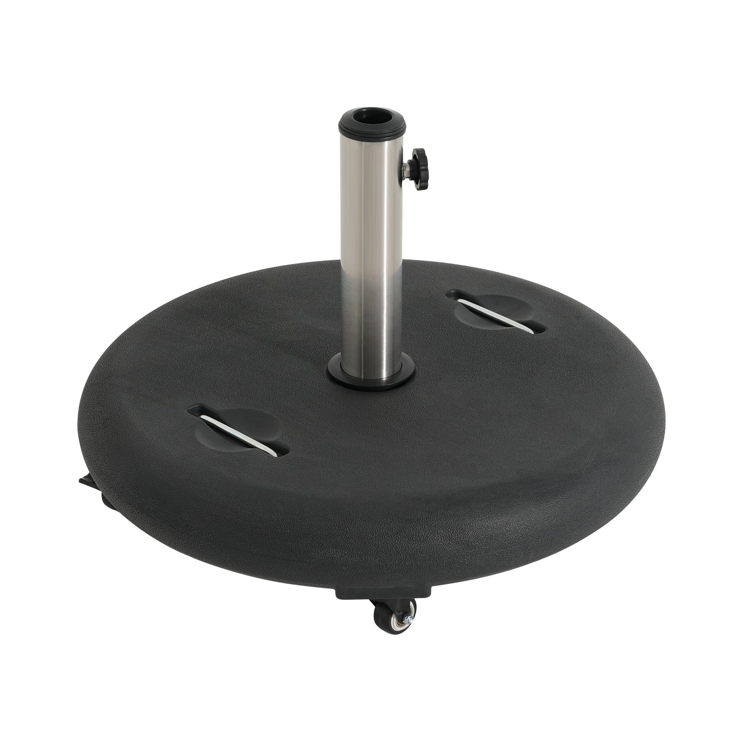 Black Concrete Resin Umbrella Base - 90lb Wheels