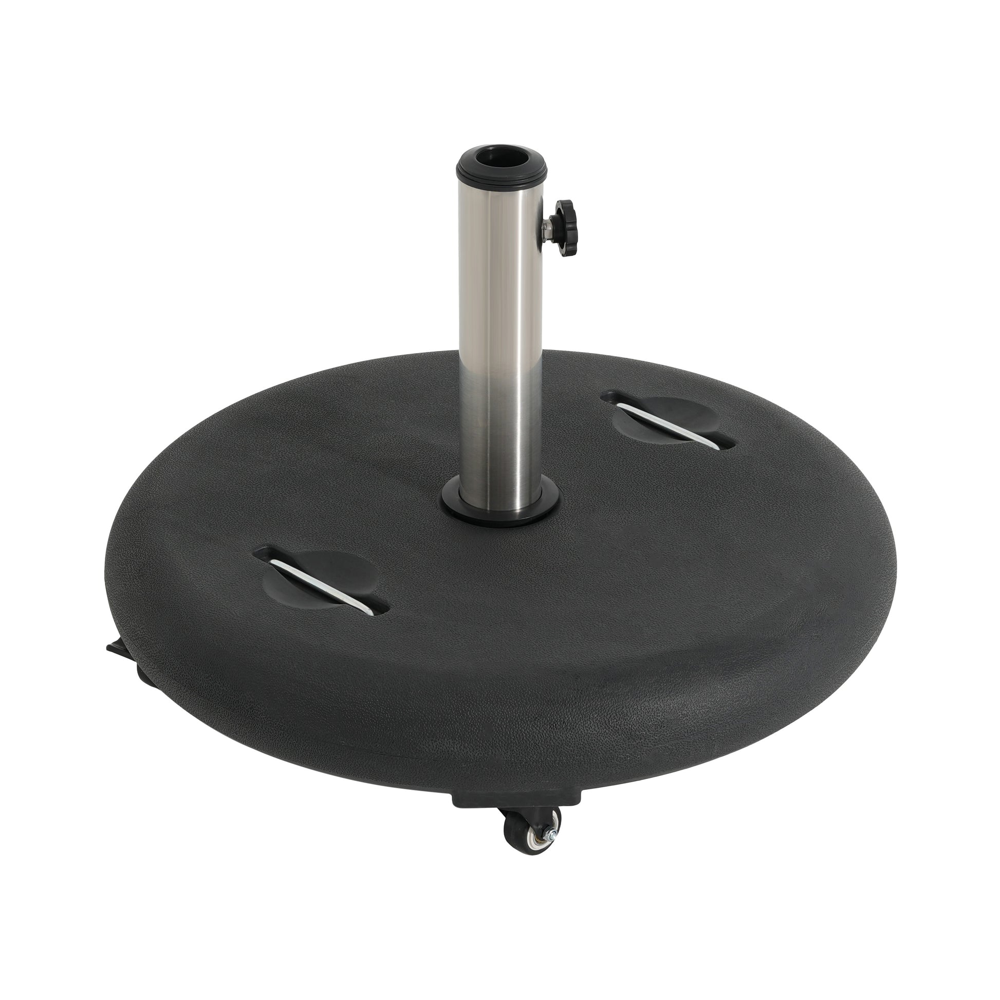 Black Concrete Resin Umbrella Base - 90lb Wheels