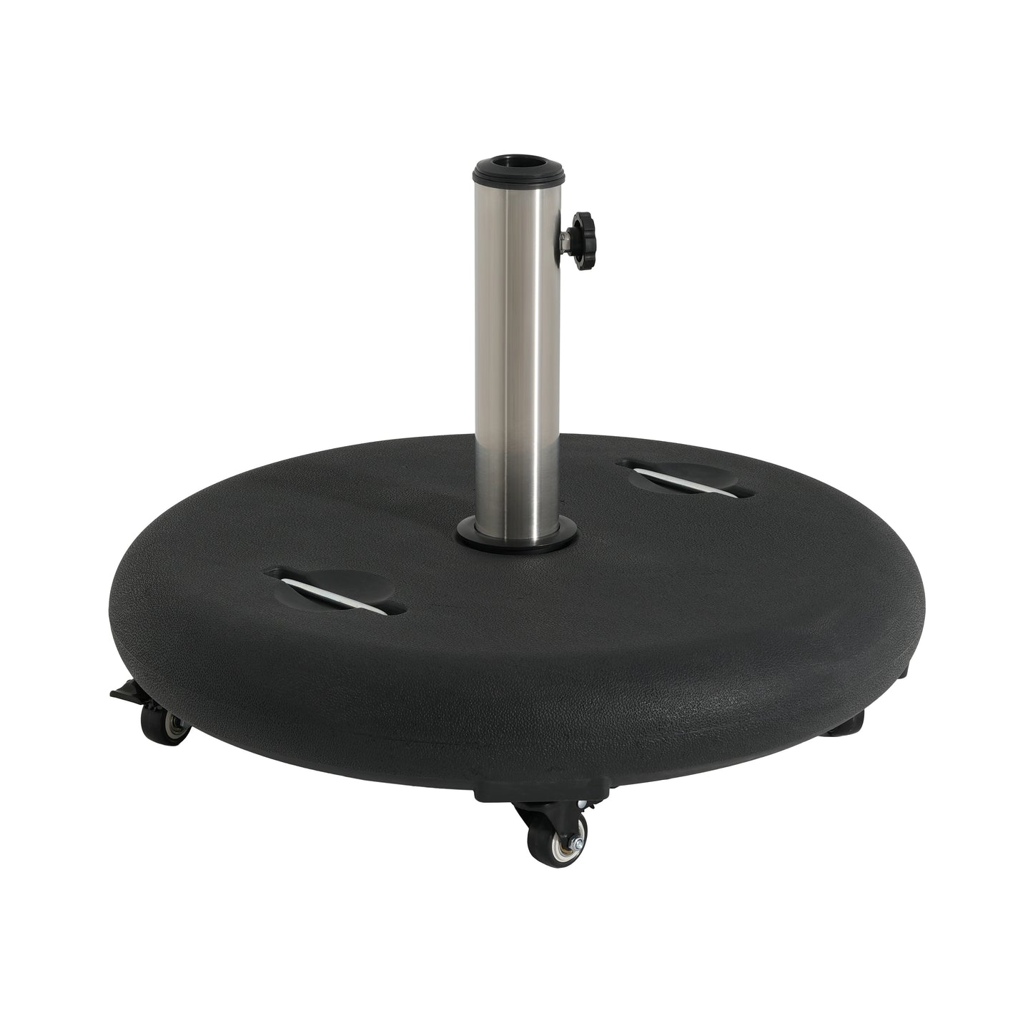 Black Concrete Resin Umbrella Base - 90lb Wheels