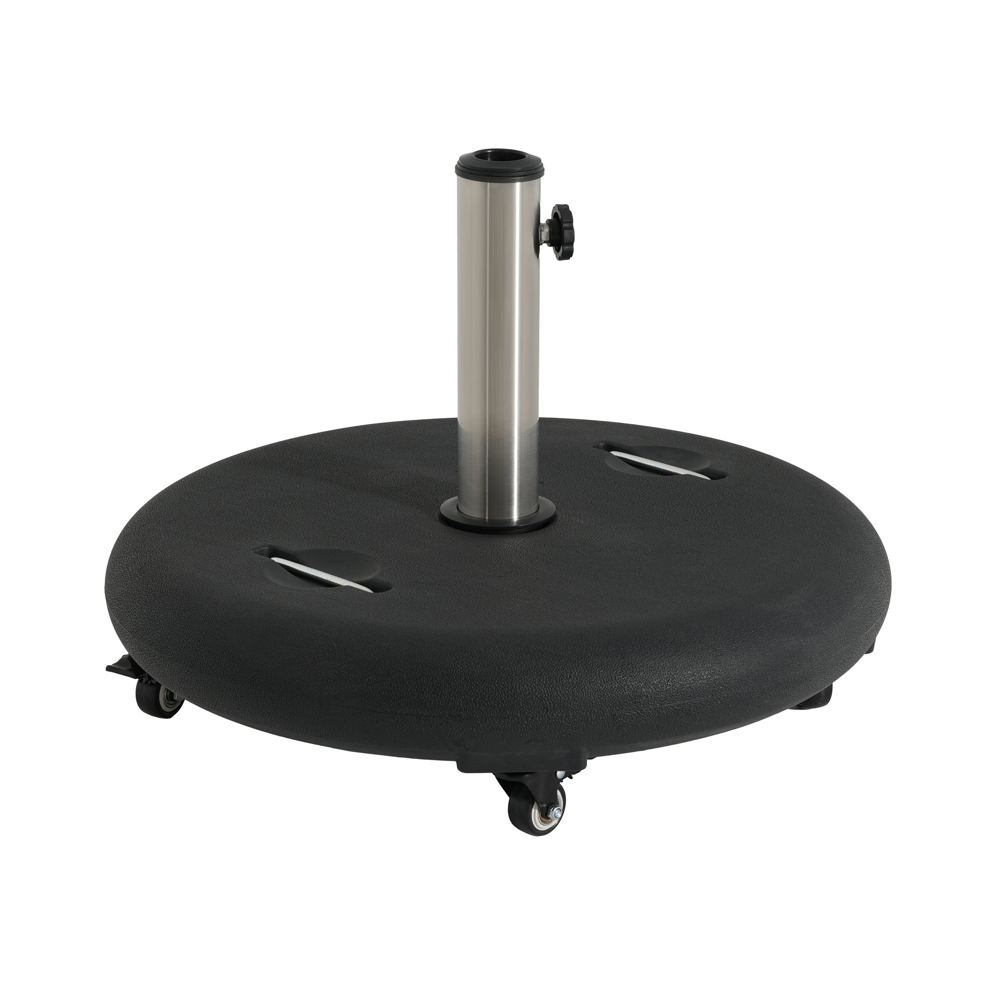 Black Concrete Resin Umbrella Base - 90lb Wheels