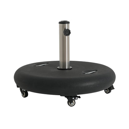 Black Concrete Resin Umbrella Base - 90lb Wheels