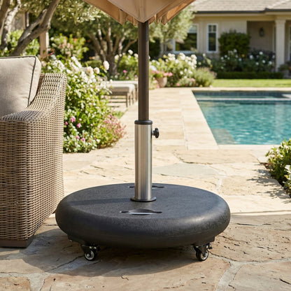Halea Outdoor 90-pound Round Black Umbrella Base with Wheels