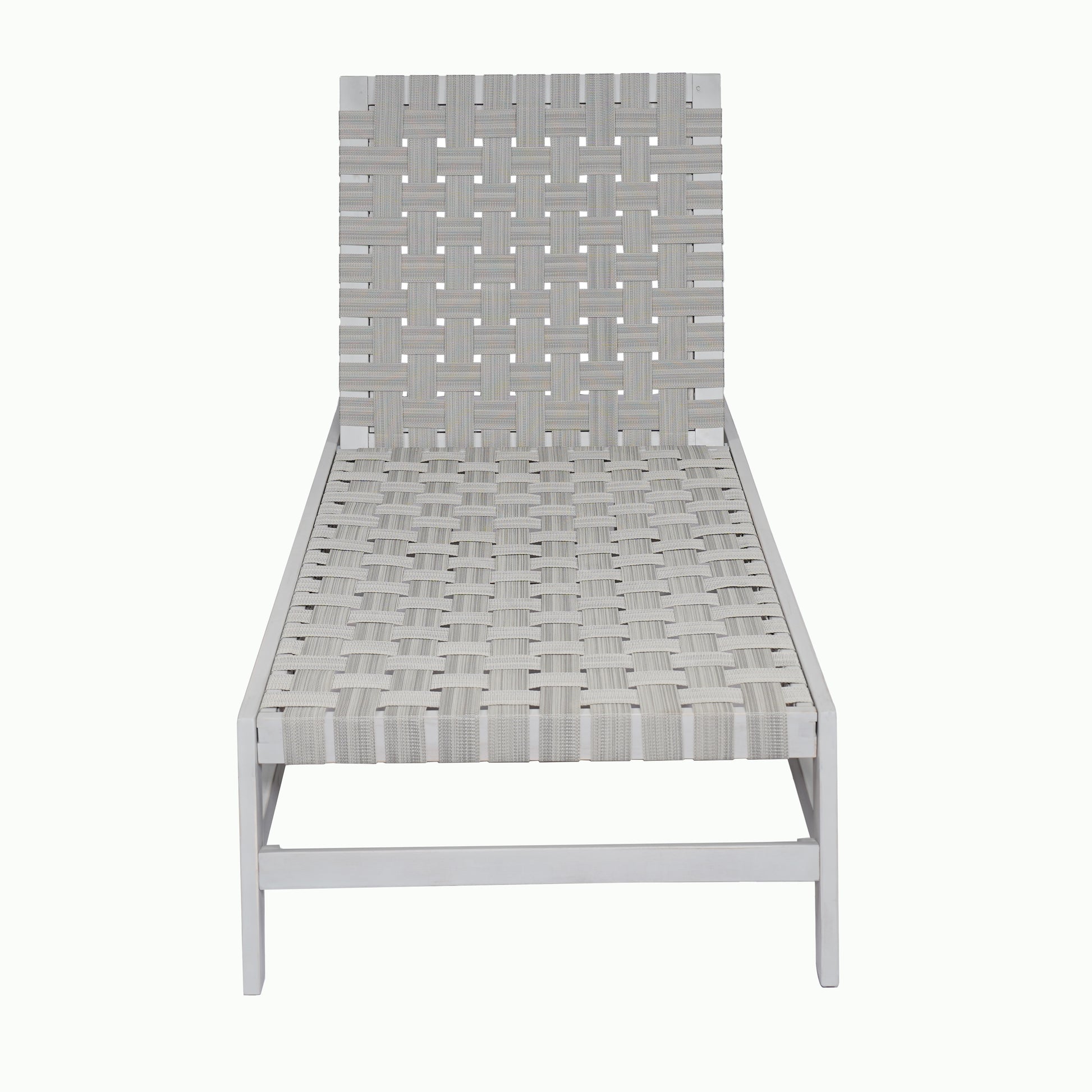 Grey Acacia Wood Rope Chaise Lounge Outdoor Patio