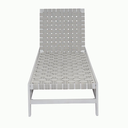 Grey Acacia Wood Rope Chaise Lounge Outdoor Patio