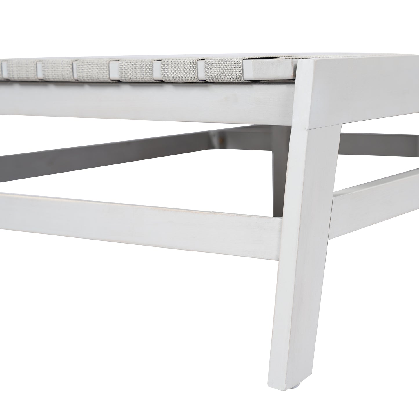 Grey Acacia Wood Rope Chaise Lounge Outdoor Patio
