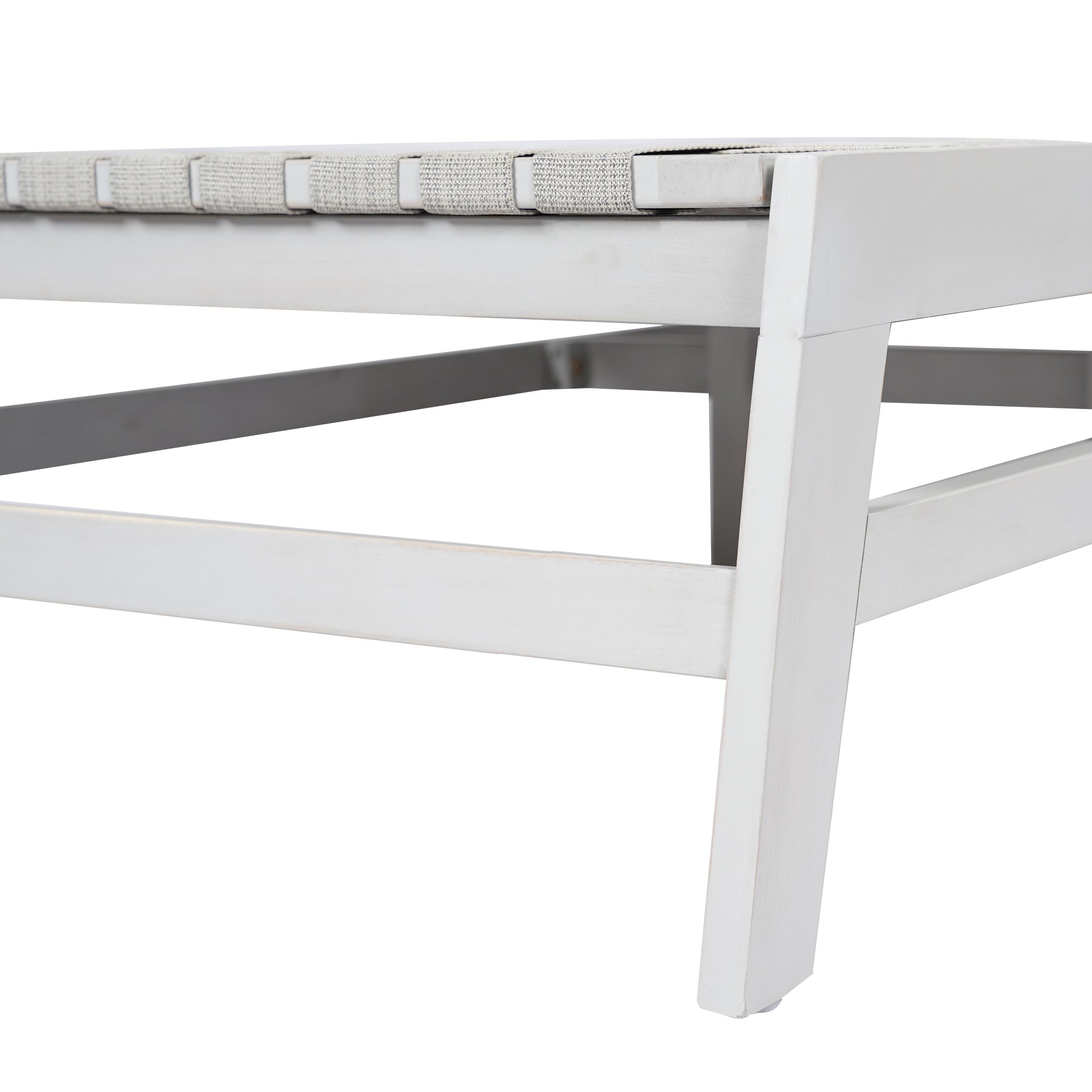 Grey Acacia Wood Rope Chaise Lounge Outdoor Patio