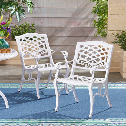 Phoenix Arm Chair (Set of 2) - White Aluminium Patio Seating