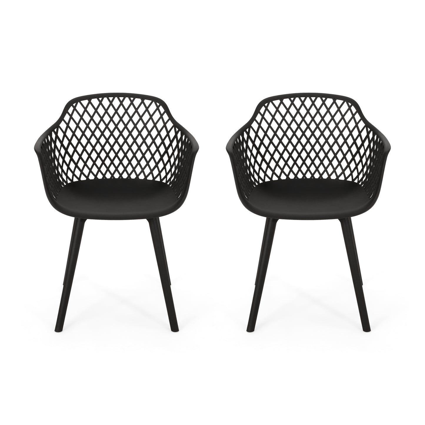Black Polypropylene Outdoor Dining Chair Set for Patio