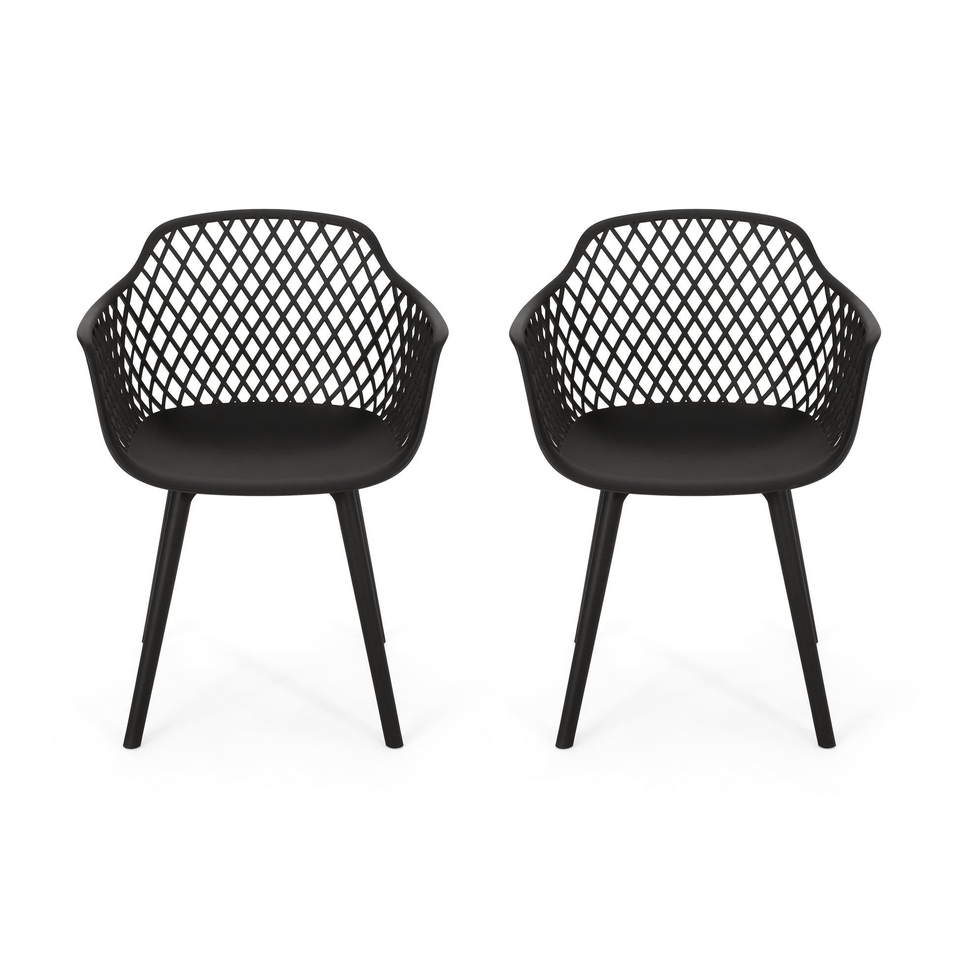Black Polypropylene Outdoor Dining Chair Set for Patio