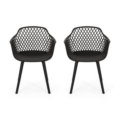 Black Polypropylene Outdoor Dining Chair Set for Patio