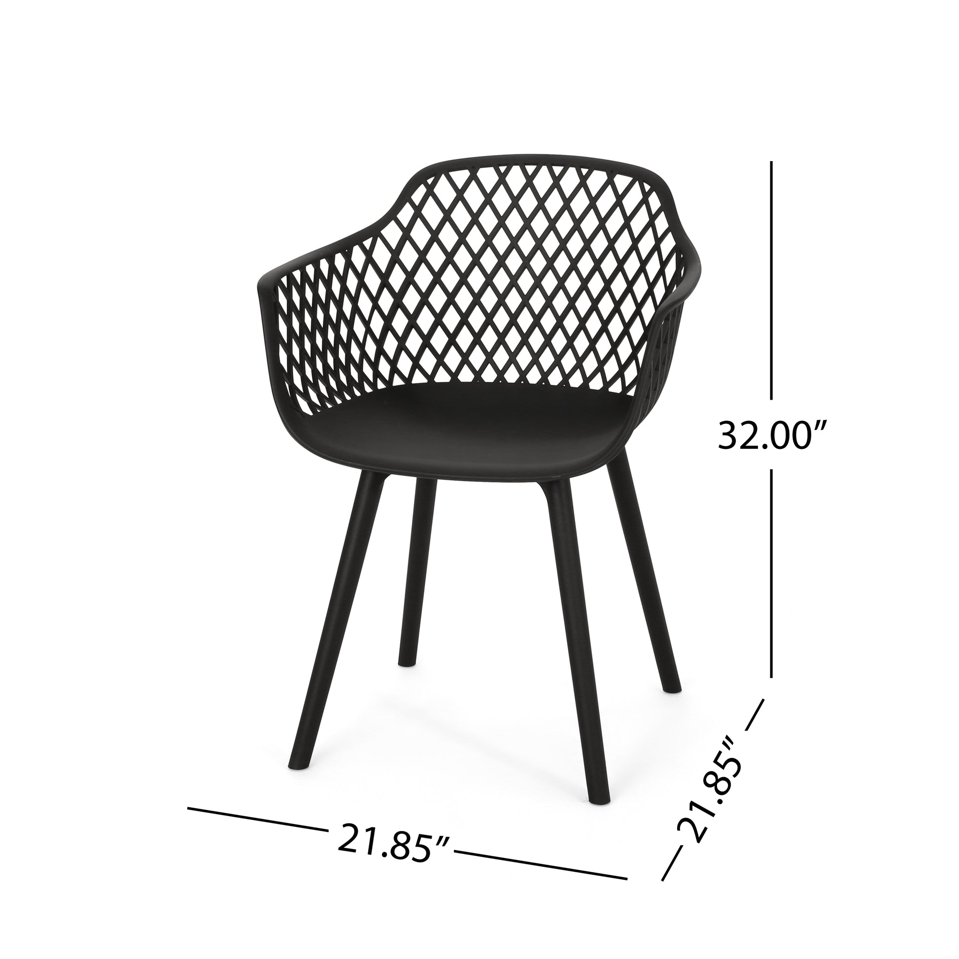 Black Polypropylene Outdoor Dining Chair Set for Patio