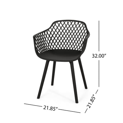 Black Polypropylene Outdoor Dining Chair Set for Patio