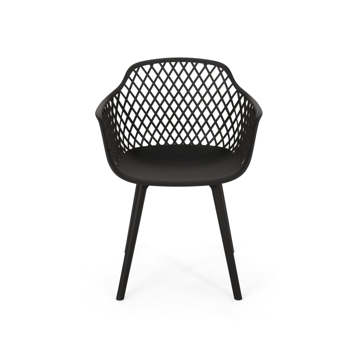 Black Polypropylene Outdoor Dining Chair Set for Patio