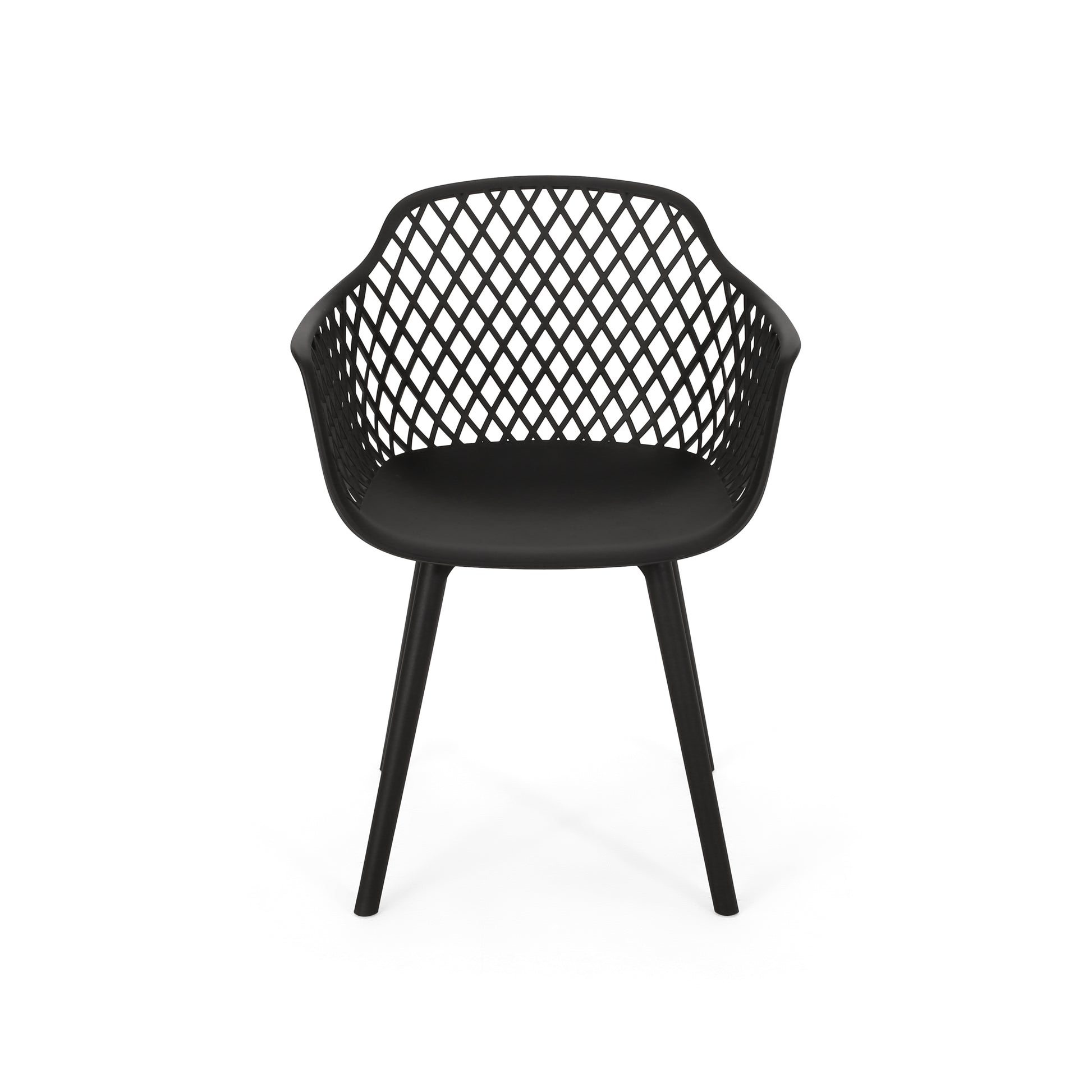 Black Polypropylene Outdoor Dining Chair Set for Patio
