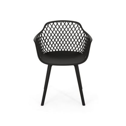 Black Polypropylene Outdoor Dining Chair Set for Patio