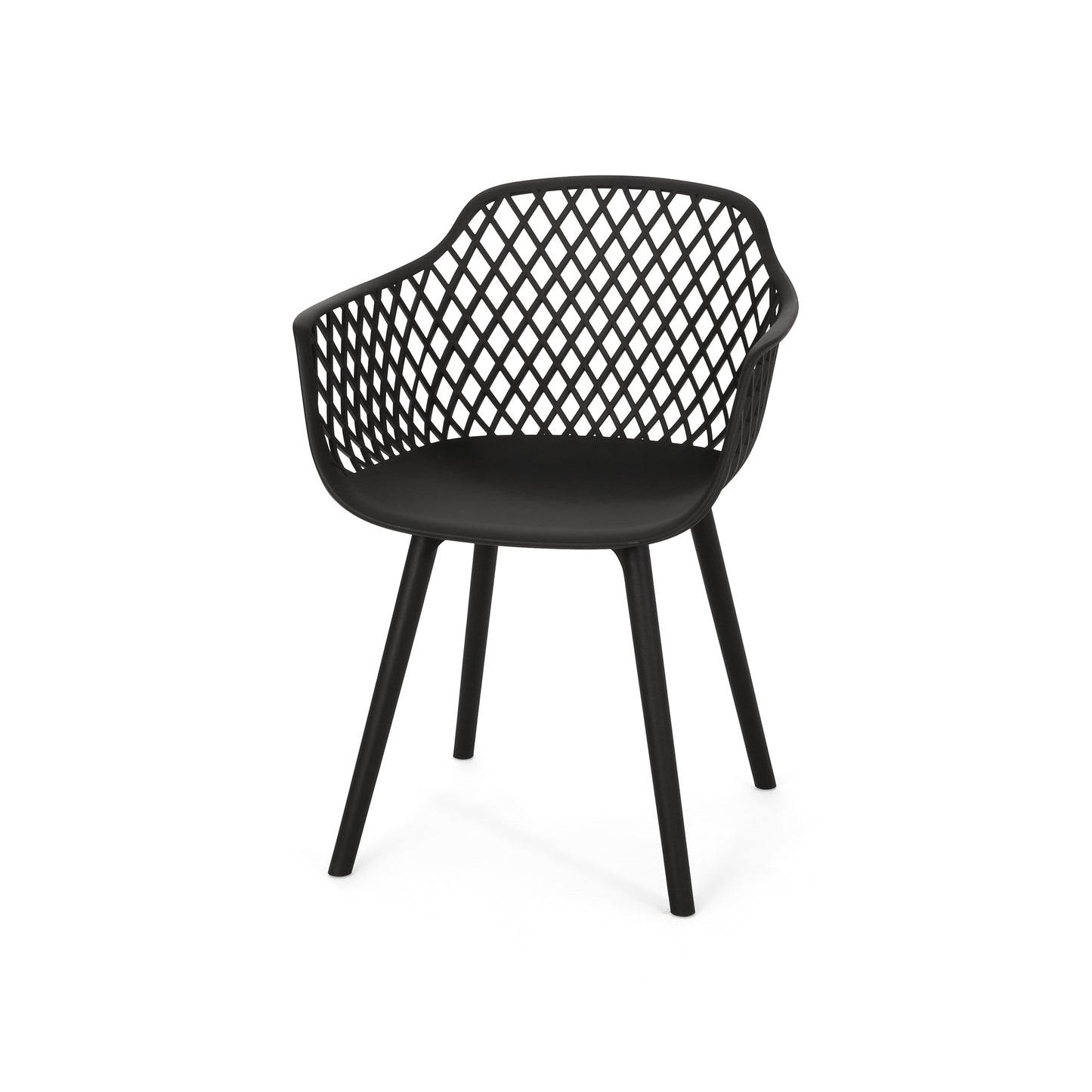Black Polypropylene Outdoor Dining Chair Set for Patio