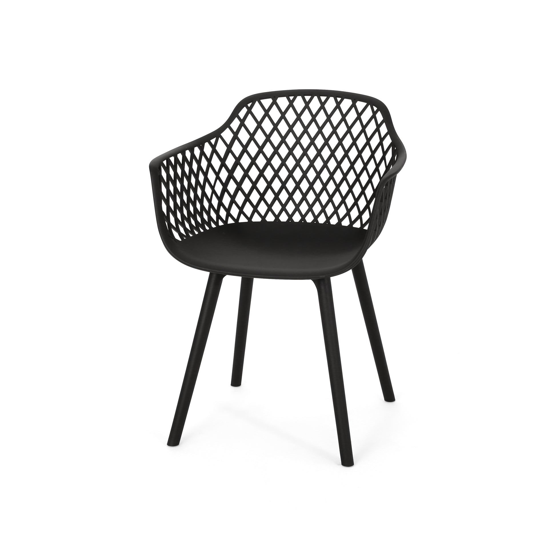 Black Polypropylene Outdoor Dining Chair Set for Patio