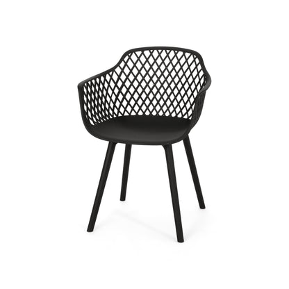 Black Polypropylene Outdoor Dining Chair Set for Patio