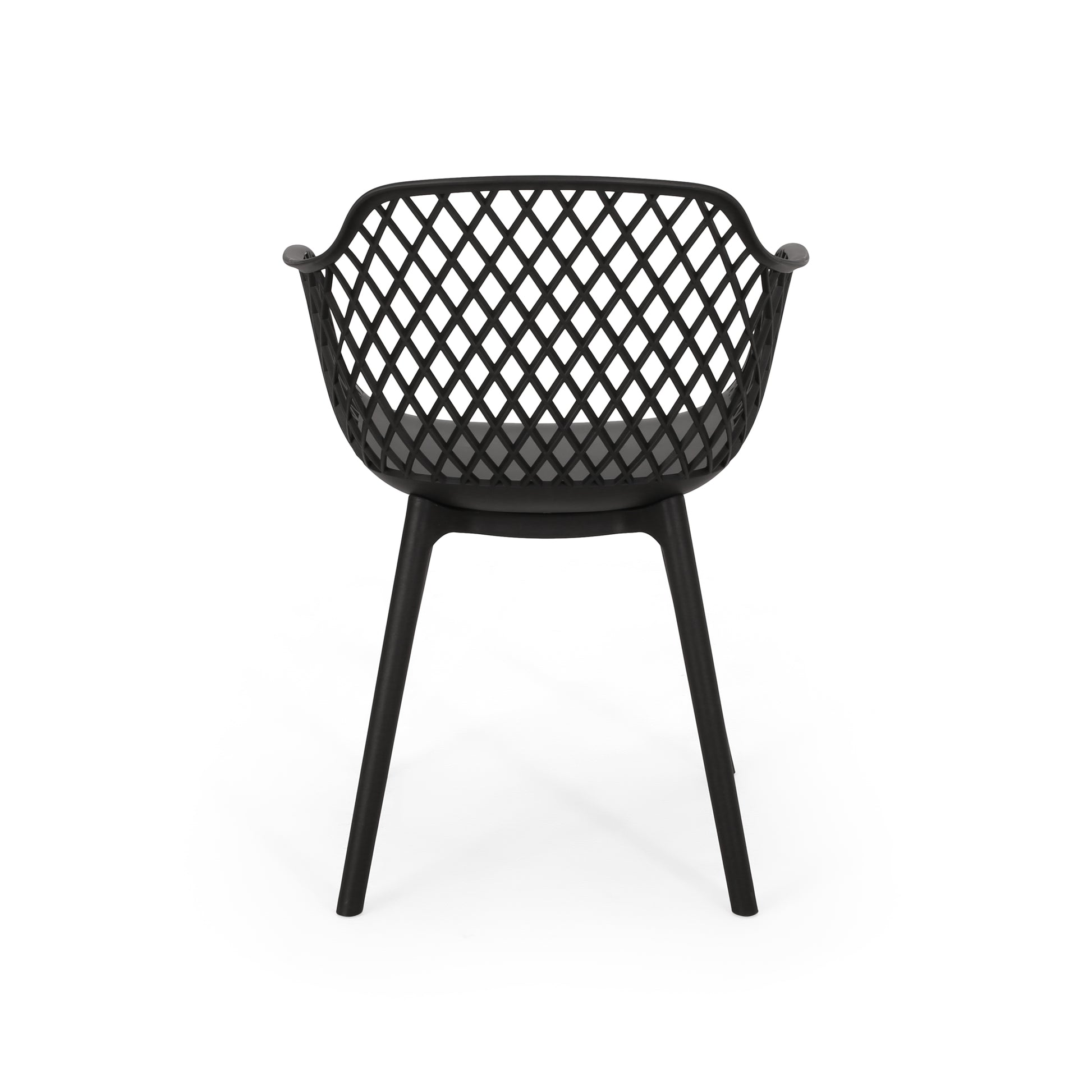 Black Polypropylene Outdoor Dining Chair Set for Patio