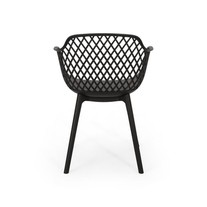 Black Polypropylene Outdoor Dining Chair Set for Patio