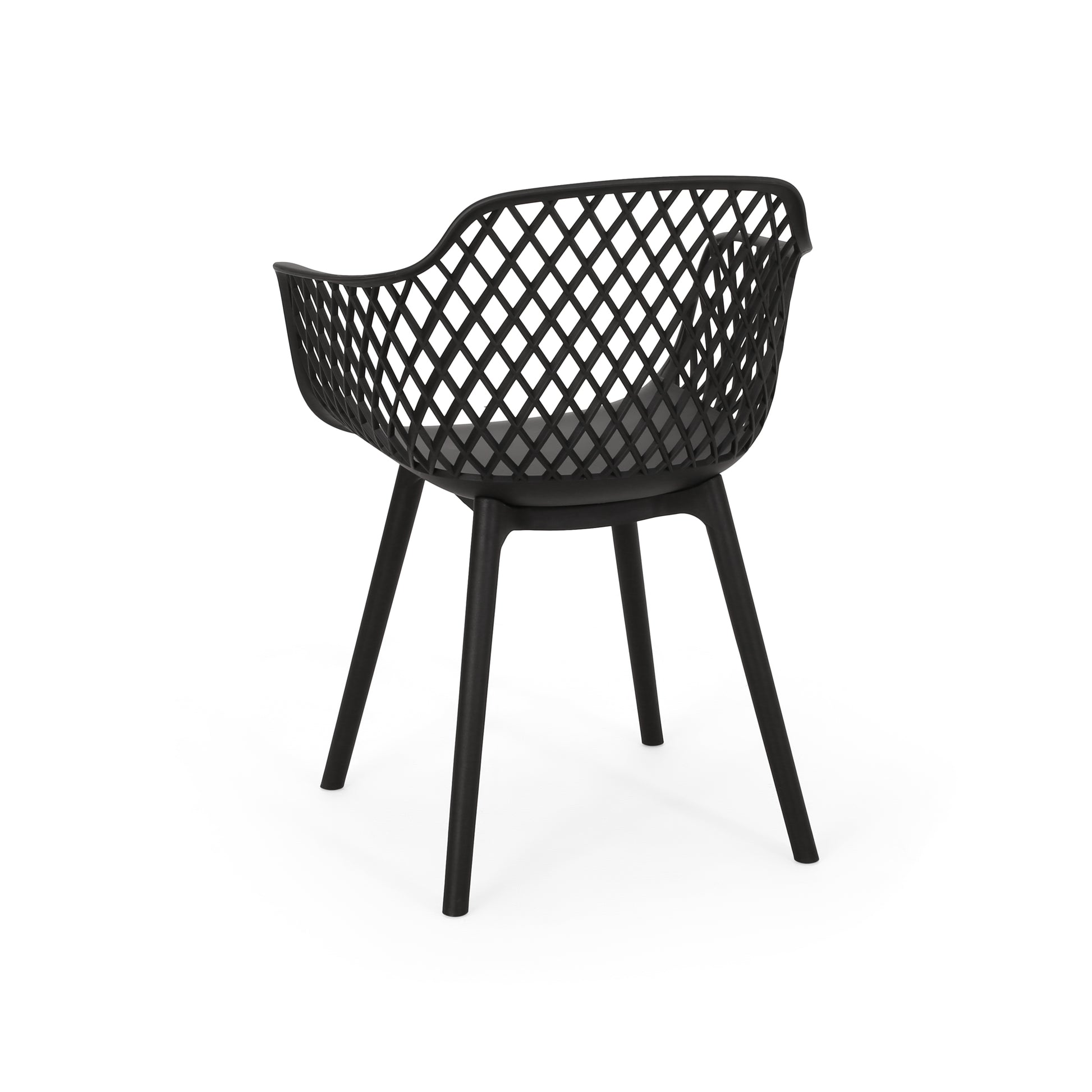 Black Polypropylene Outdoor Dining Chair Set for Patio