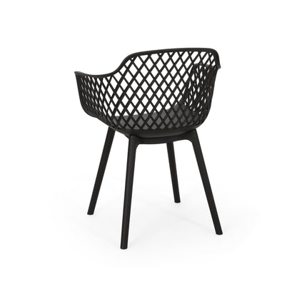 Black Polypropylene Outdoor Dining Chair Set for Patio
