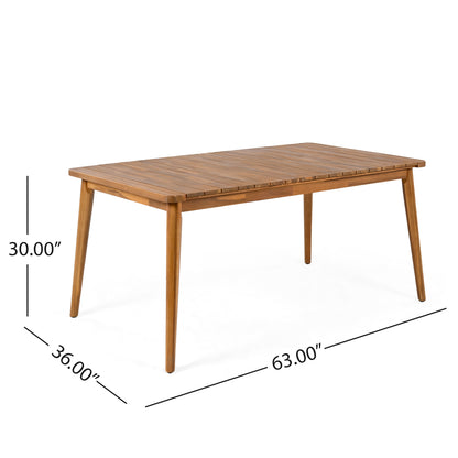 Teak Acacia Wood Dining Table - 6 Person Outdoor Table