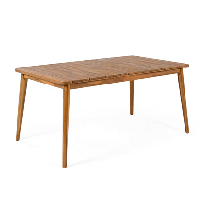 Teak Acacia Wood Dining Table - 6 Person Outdoor Table