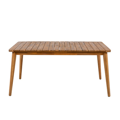 Teak Acacia Wood Dining Table - 6 Person Outdoor Table