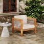 Acacia Wood Outdoor Club Chair  with Beige Rope Arm and Beige Cushions,400 lbs Capacity
