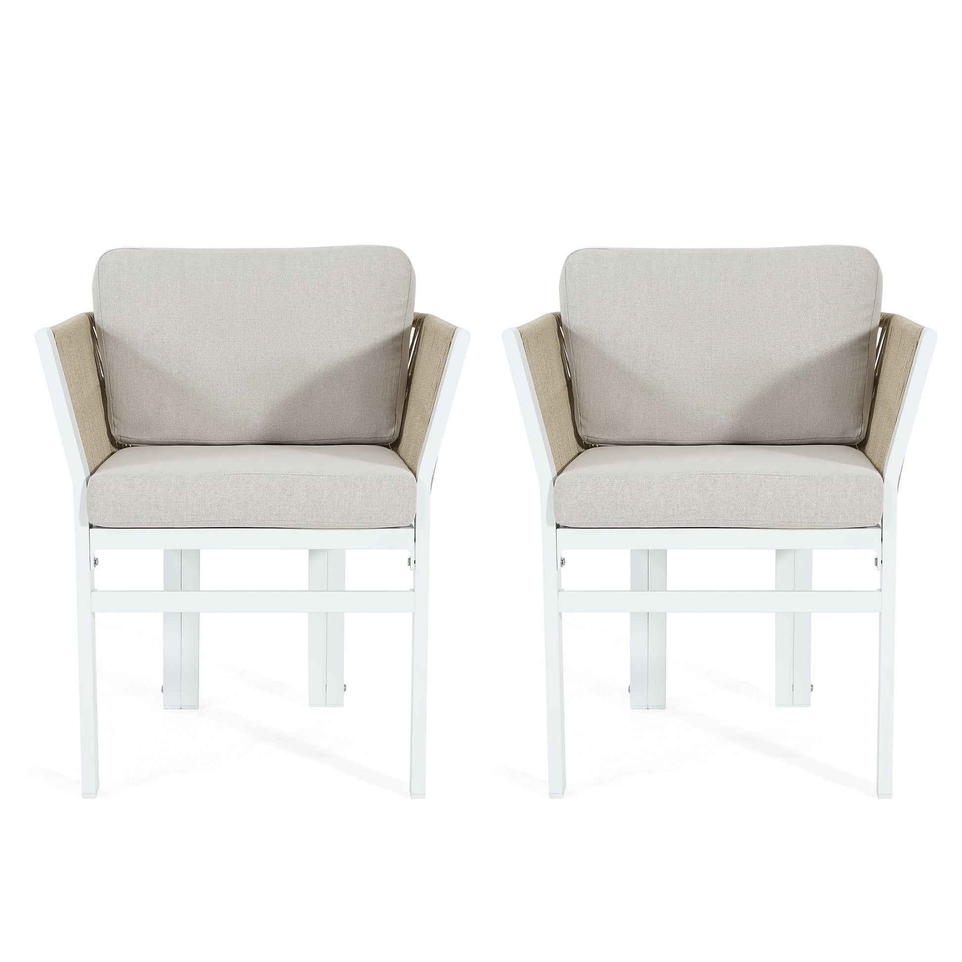 White Aluminum Patio Seating Set for Garden and Poolside