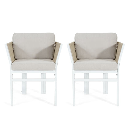 White Aluminum Patio Seating Set for Garden and Poolside