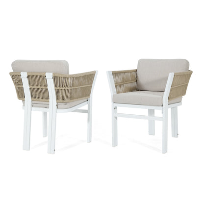 White Aluminum Patio Seating Set for Garden and Poolside
