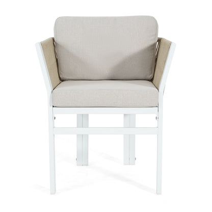 White Aluminum Patio Seating Set for Garden and Poolside